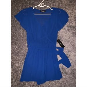 Lulus Royal Blue Tie Front Romper - tags still on!